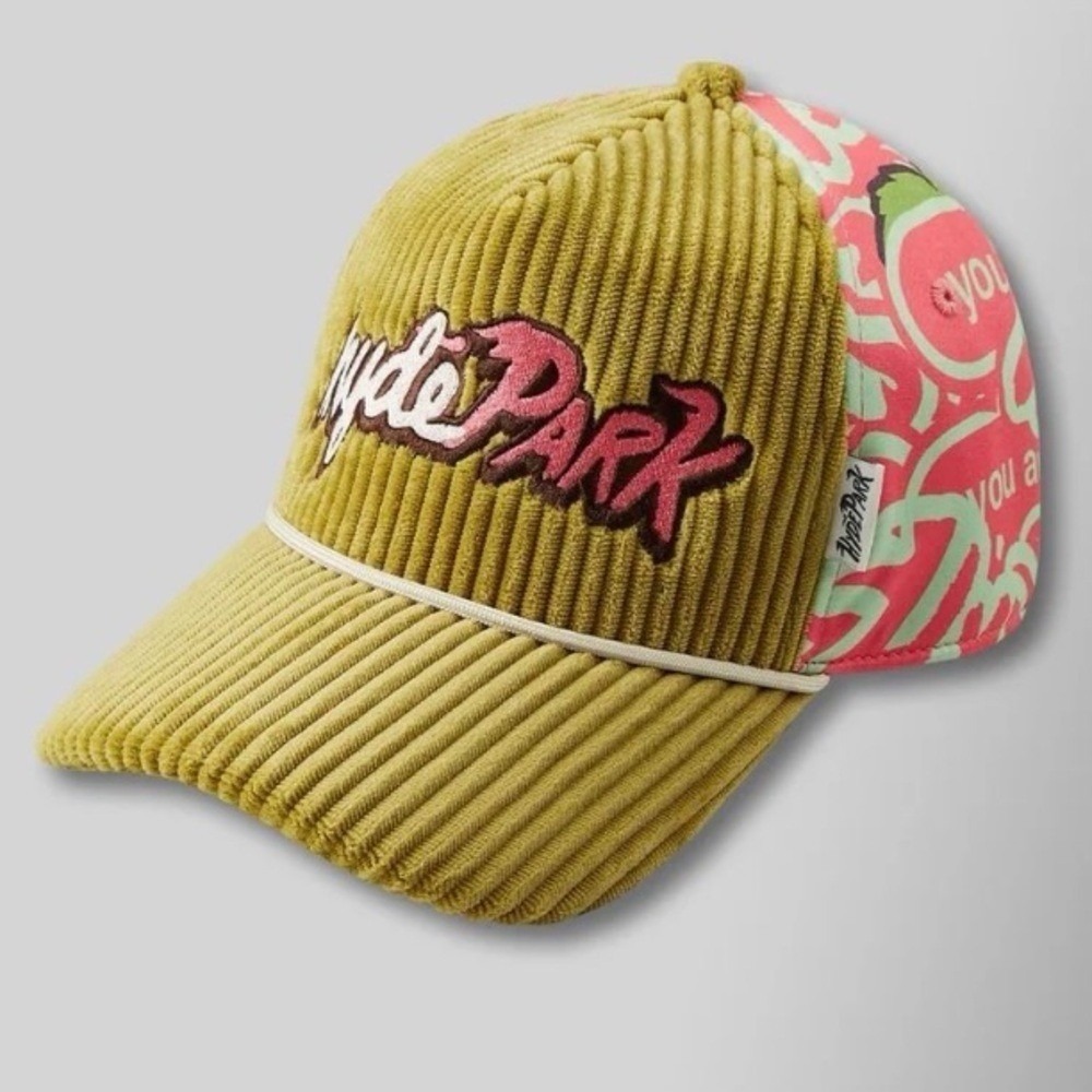 Hyde Park Corduroy Rope Trucker Hat Smashed The Weekend Watermelon NWT‎